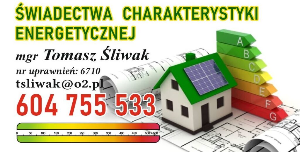WIzytówka Świadectwa Charakterystyki Energetycznej Tomasz Śliwaktel: 604 755 533e-mail: tsliwak@o2.plKońskie, powiat konecki